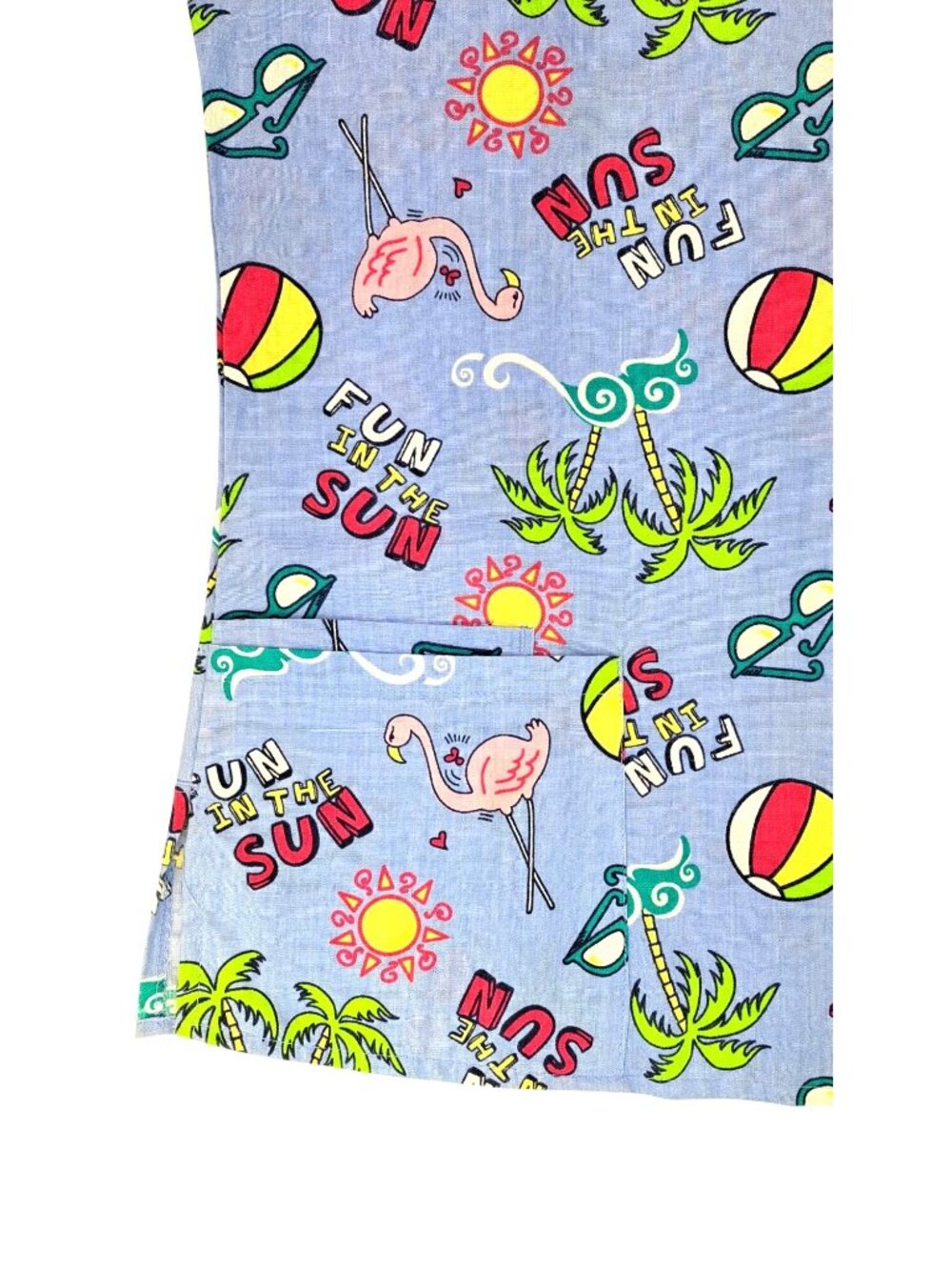 Carol's Scrubs Fun In The Sun Beach Scrub Top Flamingo Palm Tree Women Medium - Picture 4 of 10